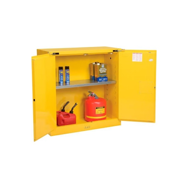 Justrite 30 gal, 1 Shelves, 18-Gauge Steel, 43 in W x 44 in H x 18 in D, Yellow 893020 - main